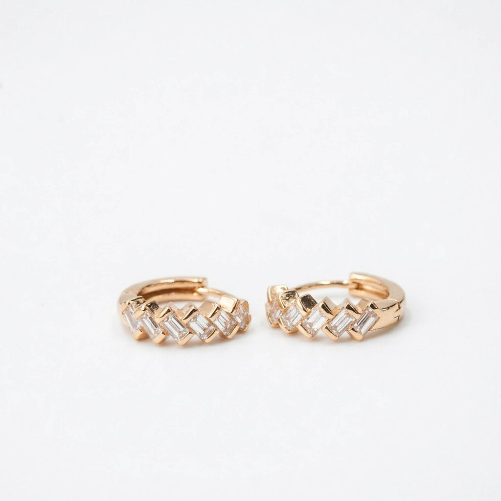 Thumbnail: Weave Baguette-Cut Huggie Hoop Earrings