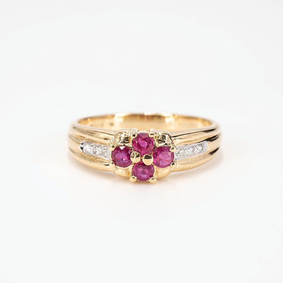 Vintage Ruby and Diamond Ring in 18K Yellow Gold
