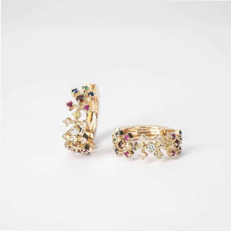 Thumbnail: Huggie Hoop Multicolored Navaratna Earrings