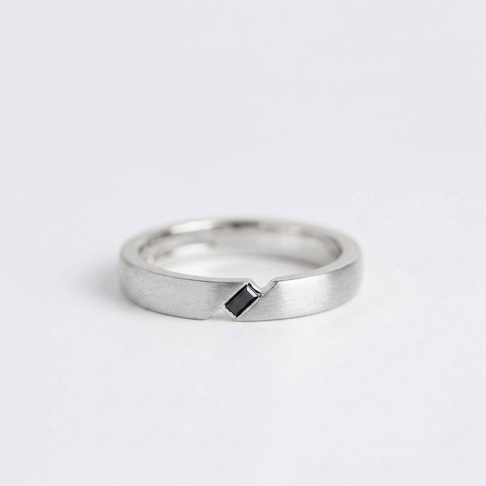 Thumbnail: WEAVE Black Baguette Diamond Band, unisex ring