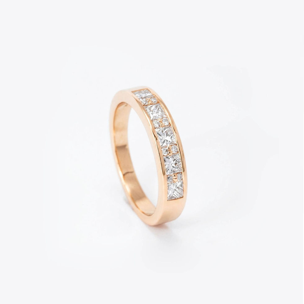 縮圖：Channel Set Princess & Round Diamond Band Ring