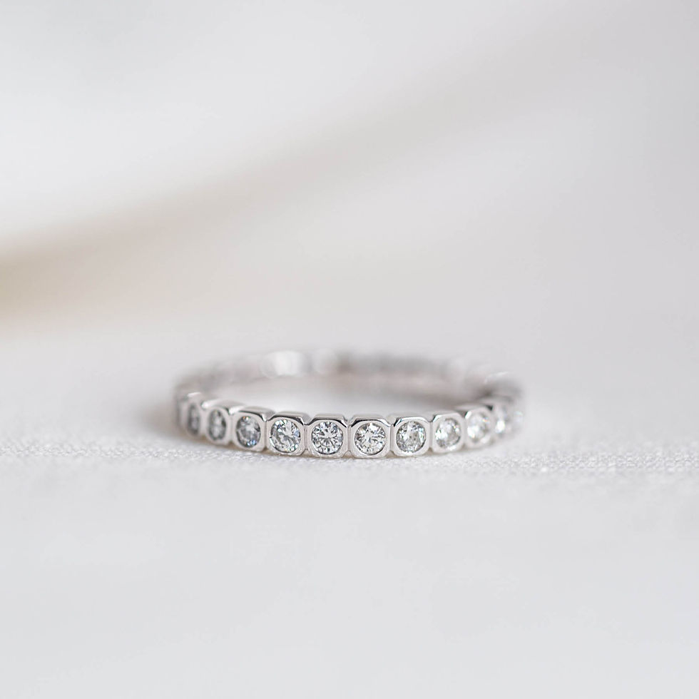 縮圖：Chamfered Square Bezel Wedding Band
