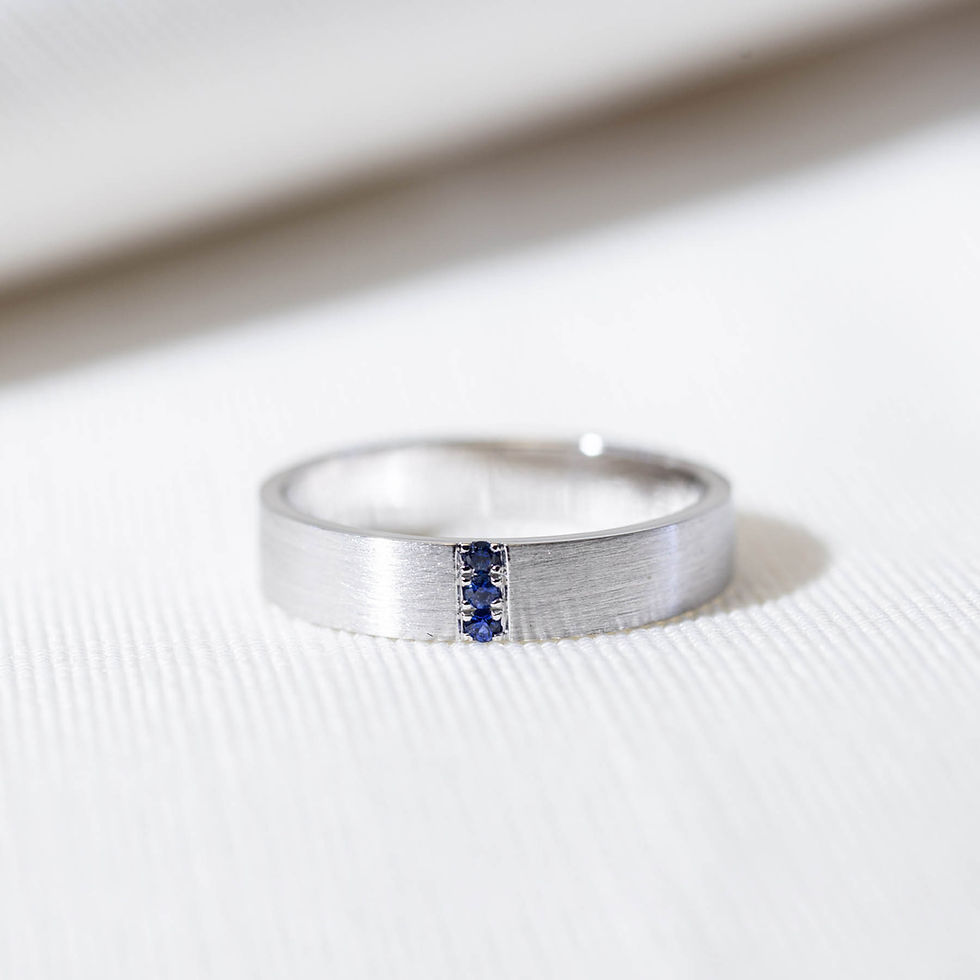 縮圖：Vertical Diamond Row Wedding Band with 3 diamonds, flat style