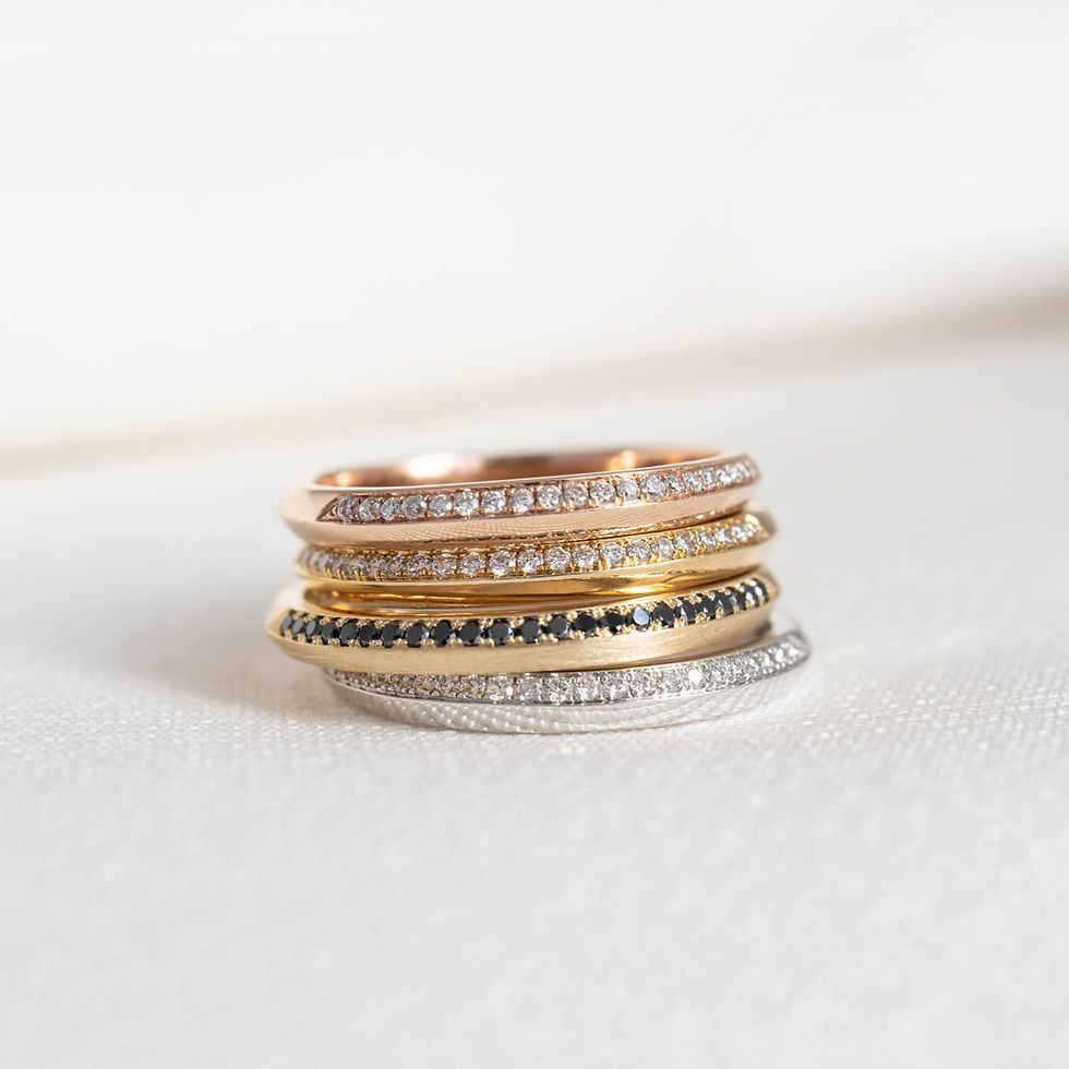 Thumbnail: Petite Knife-Edge Side Pave Black Diamond Ring