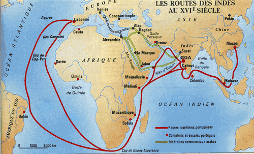 Routes des Indes au 16ème siècle