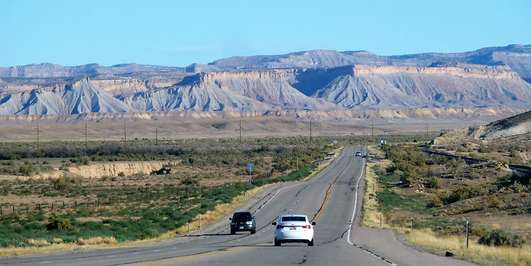 depuis Moab vers le nord puis l'ouest, Utah