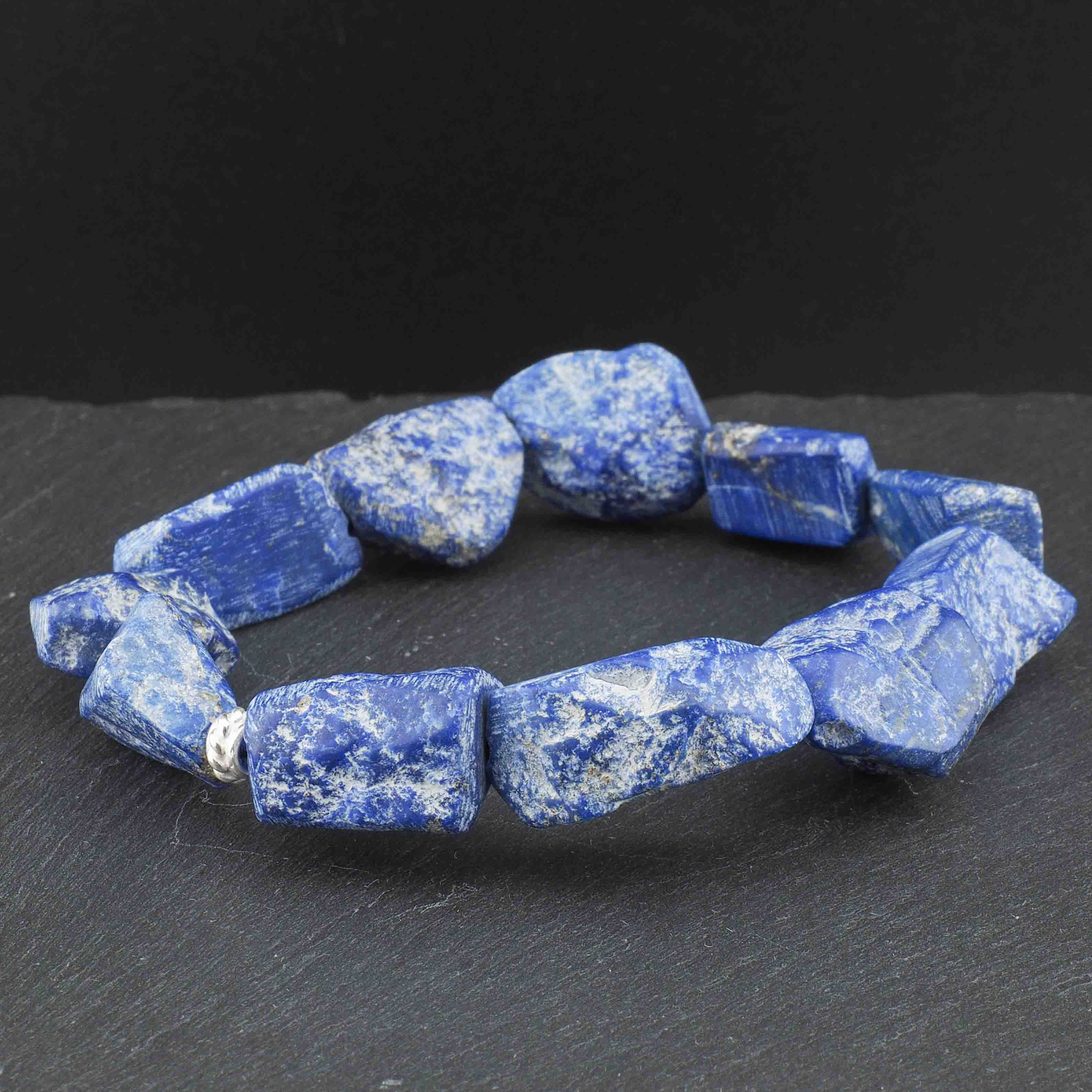 Lapislazuli matt Armband Elastikband Gummiband