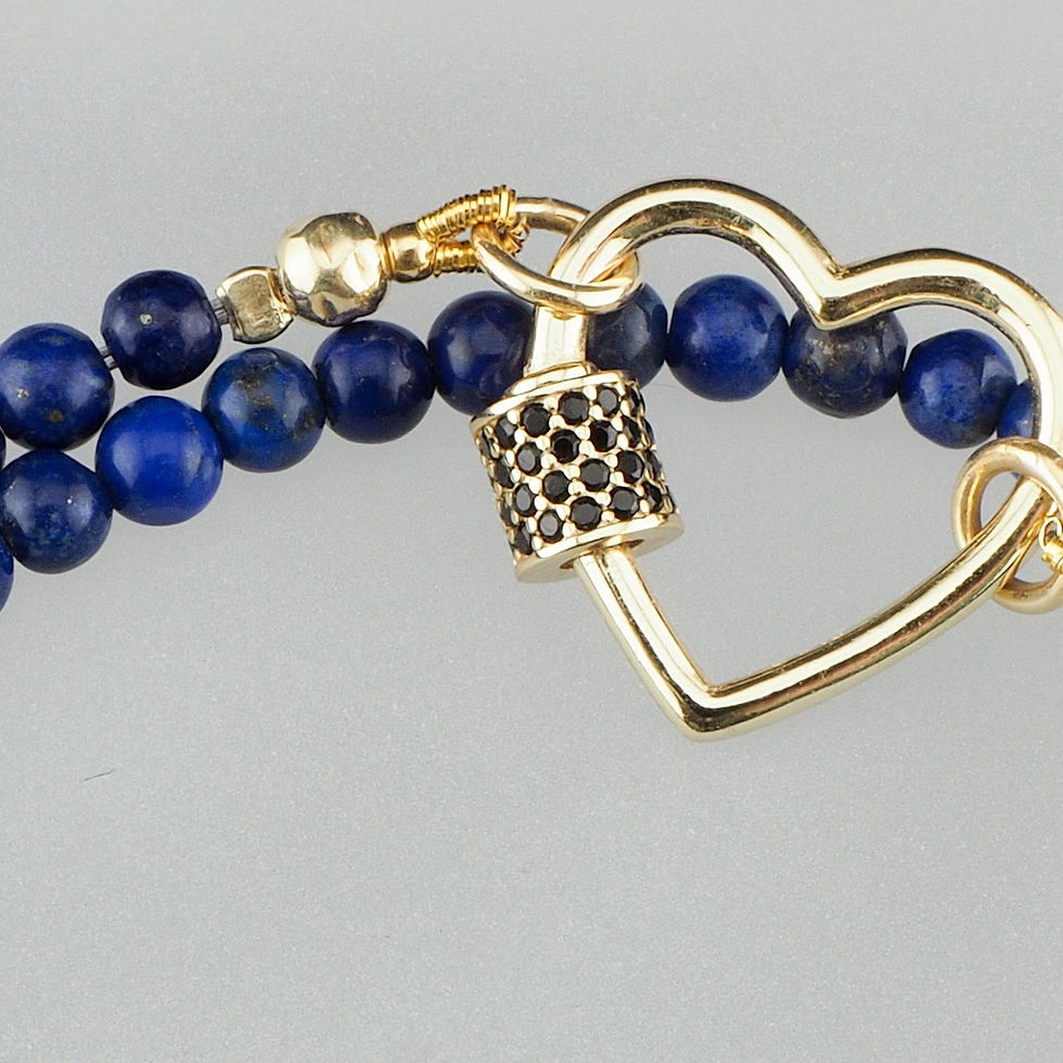 Lapislazuli Halskette mit dekorativem vergoldetem 925 Silberverschluss