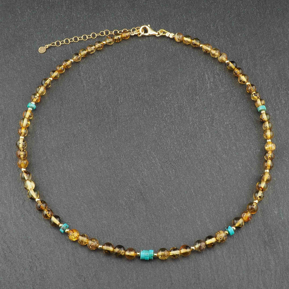 Halskette grüner Bernstein iranischer Türkis