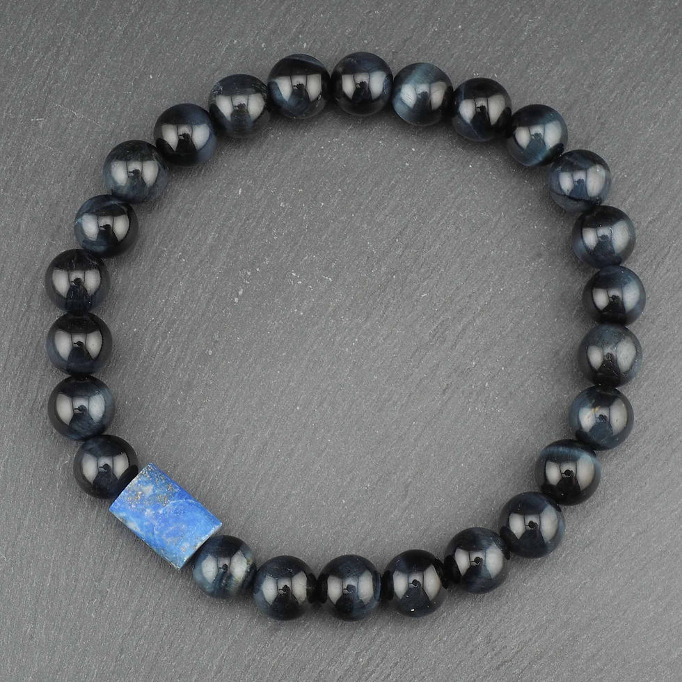 Miniaturbild: Männer Armband Falkenauge Lapislazuli Elastikband