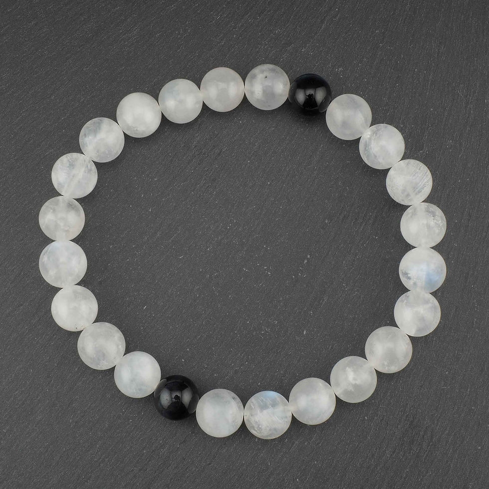 Miniaturbild: Regenbogen Mondstein Armband mit Falkenauge