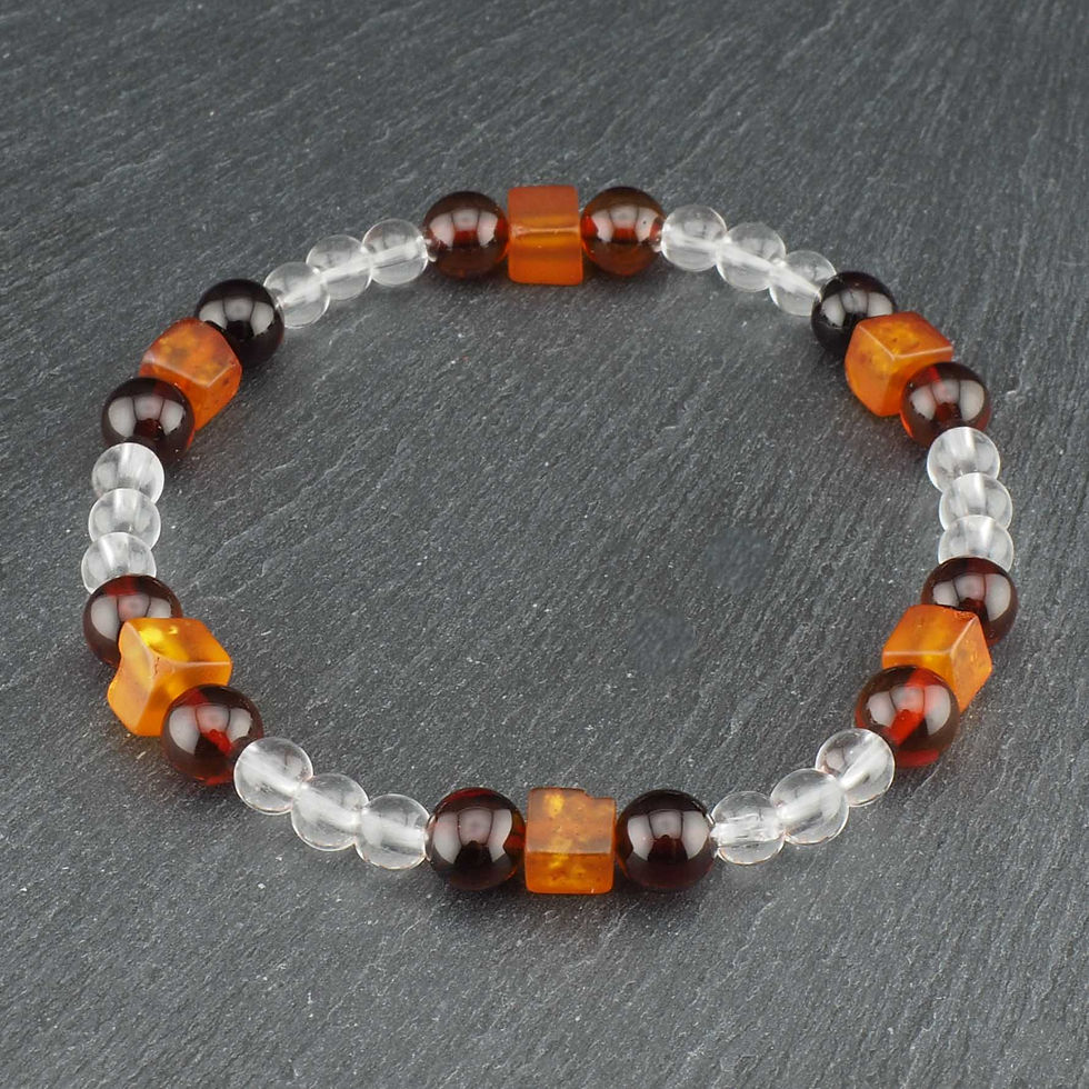 Armband Bernsetein und Bergkristall