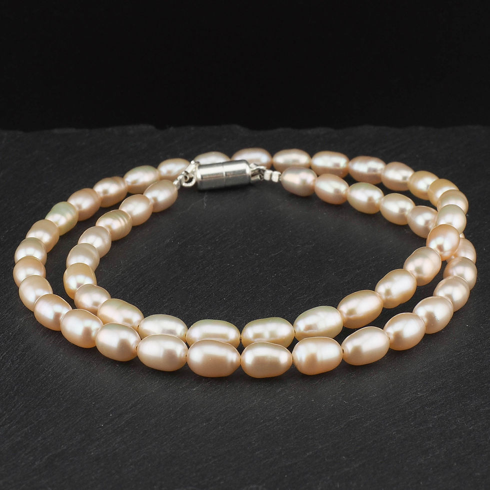 Süsswasser Perlen Halskette 925 Silber Magnet Verschluss