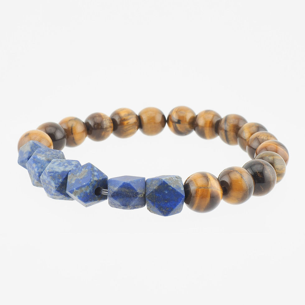 Miniaturbild: Männer Armband Tigerauge Lapislazuli Elastikband