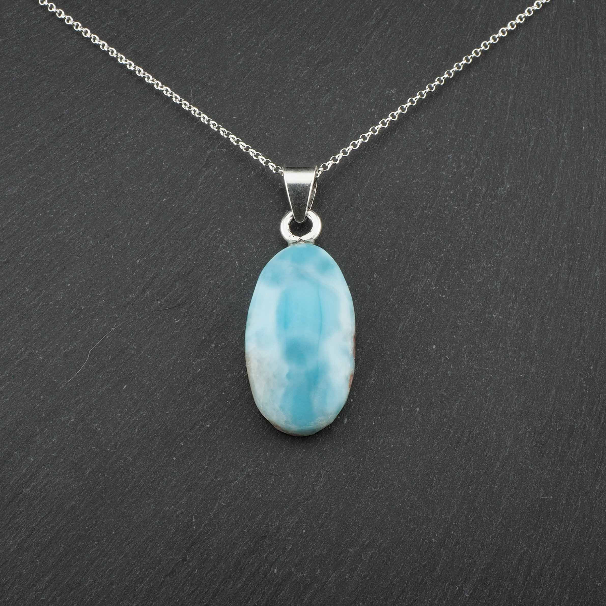 Anhänger - Larimar / 925 Silber rhodiniert