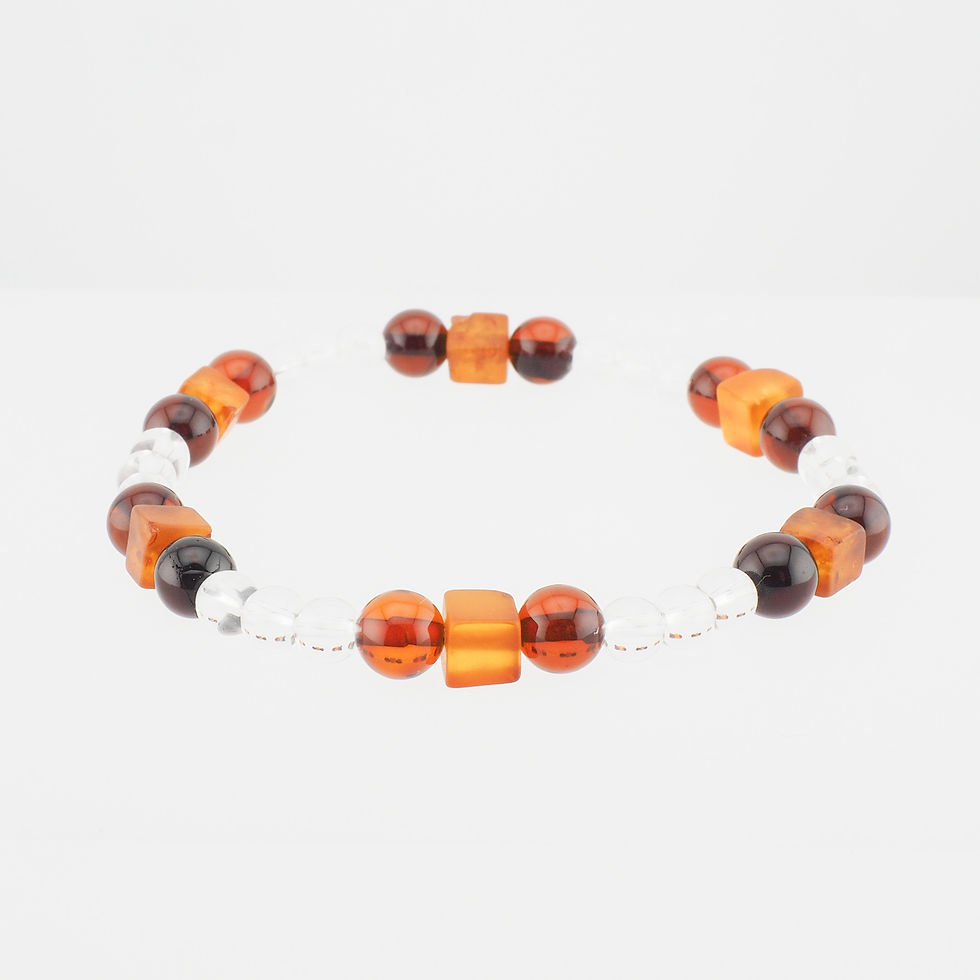 Miniaturbild: Armband Bernsetein und Bergkristall
