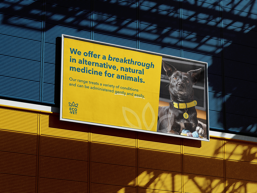 Billboard design for Eco-vet promoting natural medicine for animals.