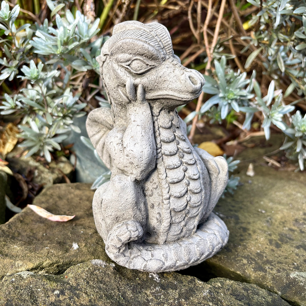 Thumbnail: Stone Sitting Dragon Ornament – Hand-Crafted Cast Stone Garden Statue (20cm) 