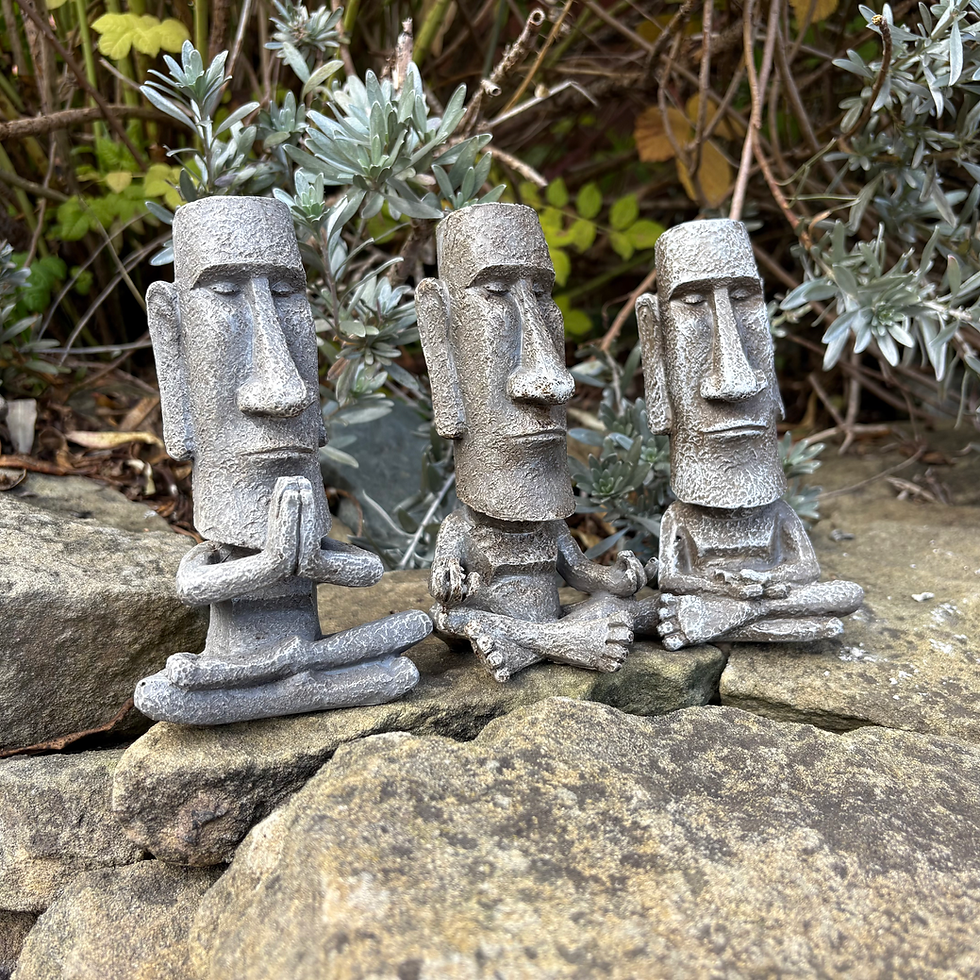 Thumbnail: 3 Meditating Easter Island Head Garden Ornaments