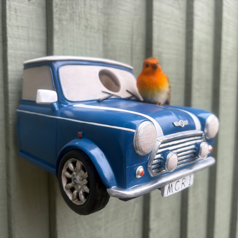 Thumbnail: Vivid Arts Classic Mini Cooper Birdhouse – Hand Painted Resin Bird House (Size D