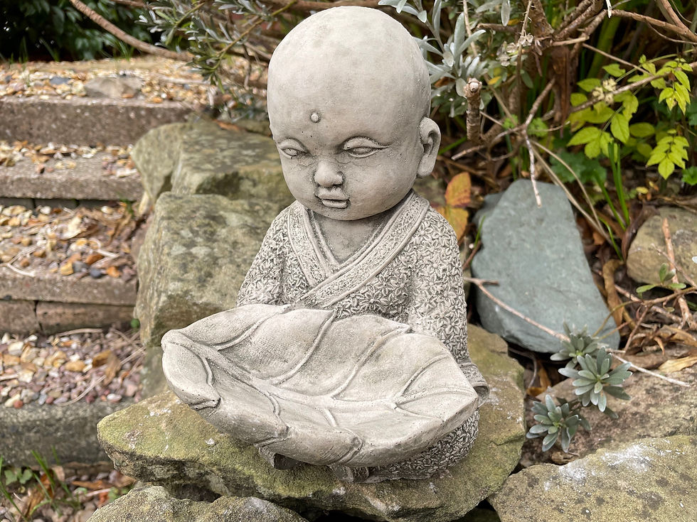 Thumbnail: Stone Garden Ornament - Monk Buddha Birdfeeder 