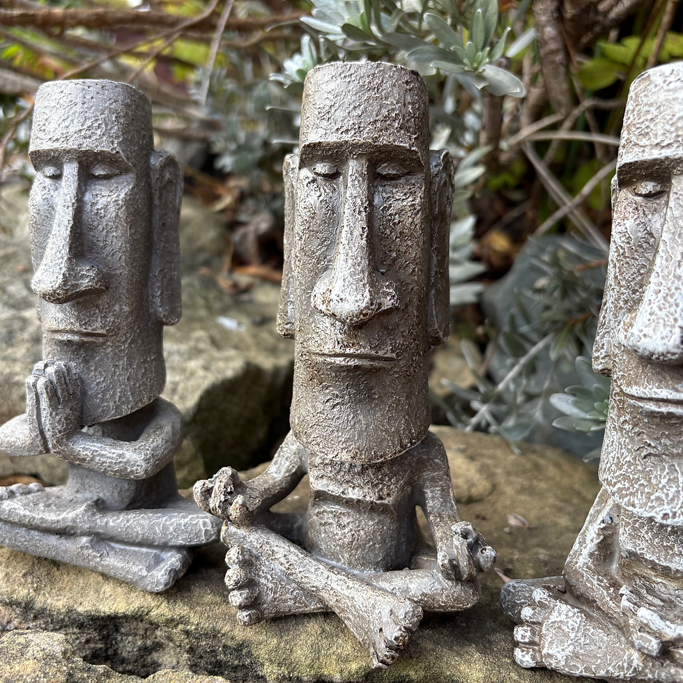 Thumbnail: 3 Meditating Easter Island Head Garden Ornaments