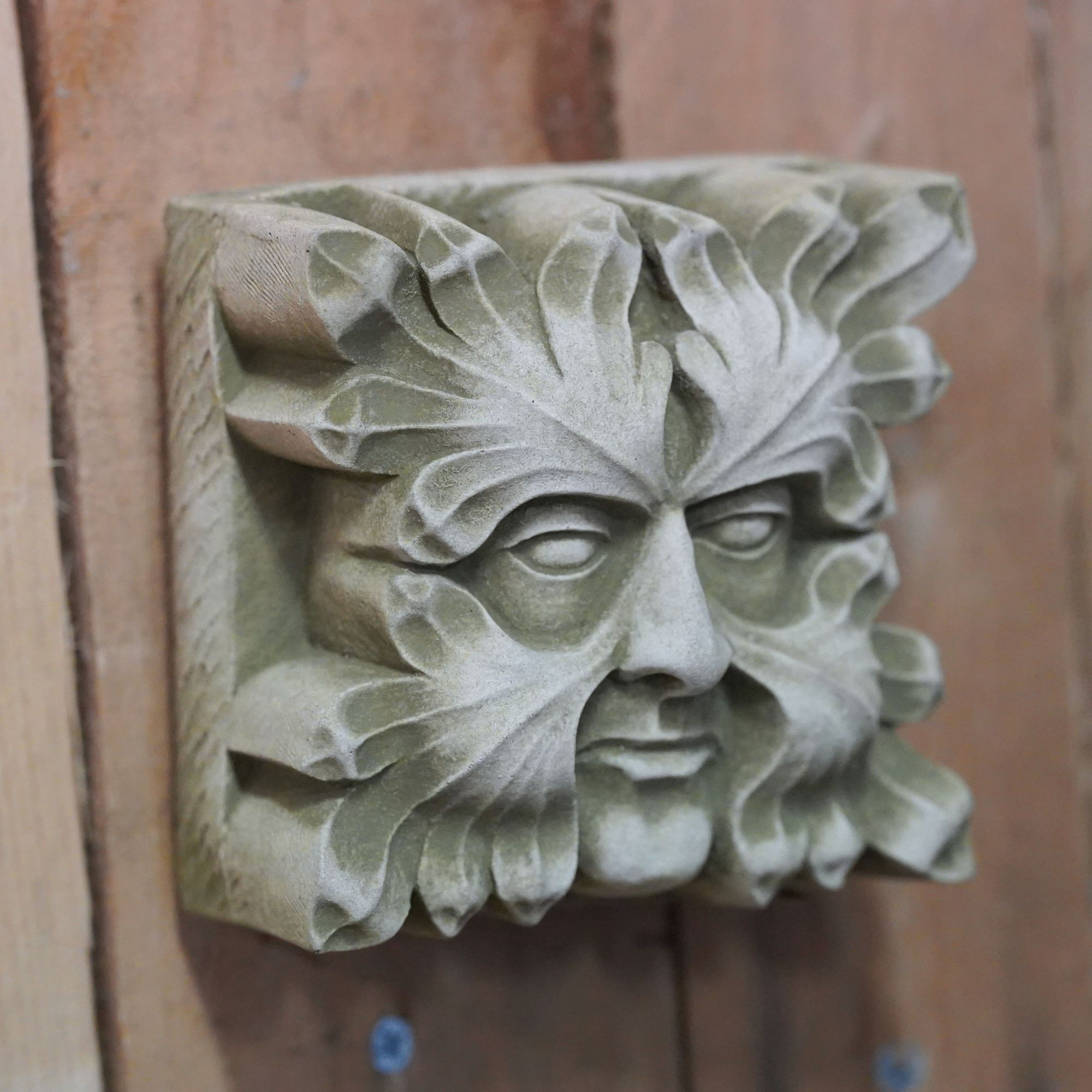 Stone Garden Ornament - Square Greenman
