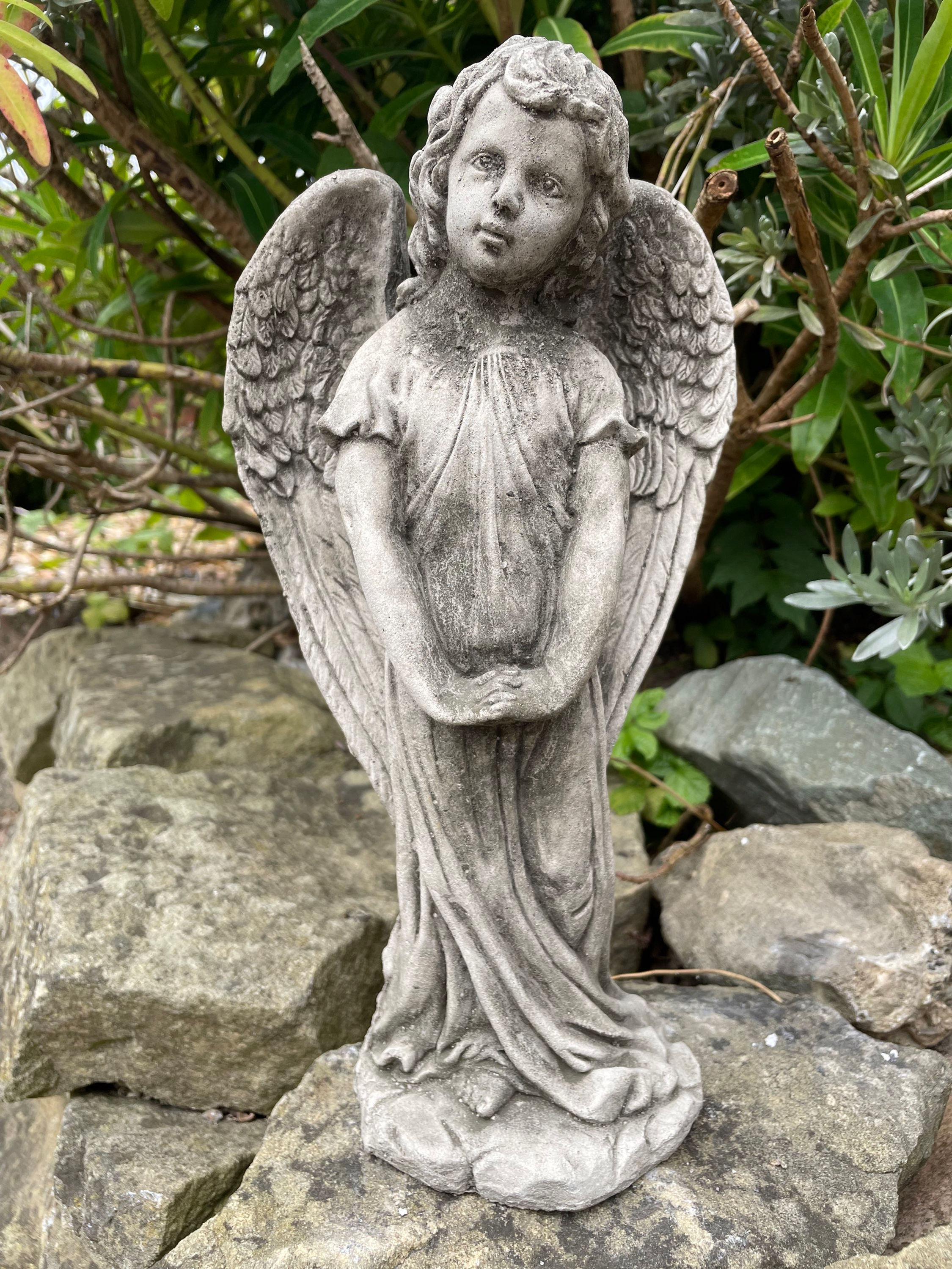Stone Garden Ornament - Standing Angel Girl