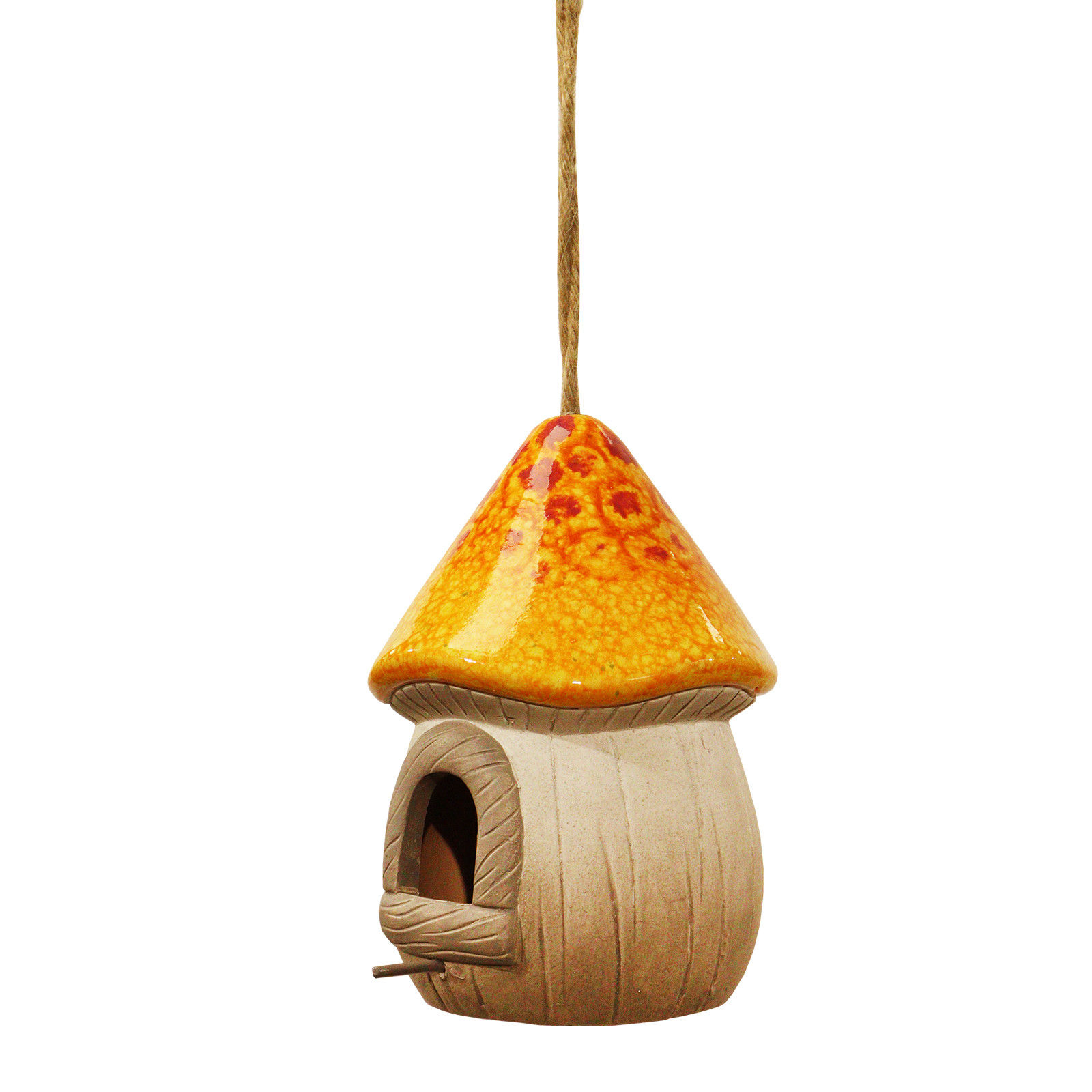 Orange  Terracotta Mushroom Bird House