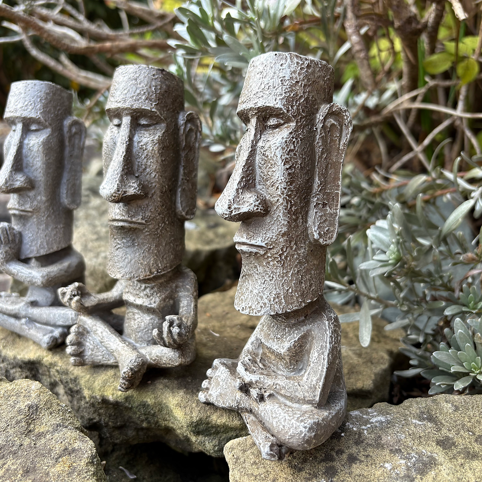 Thumbnail: 3 Meditating Easter Island Head Garden Ornaments