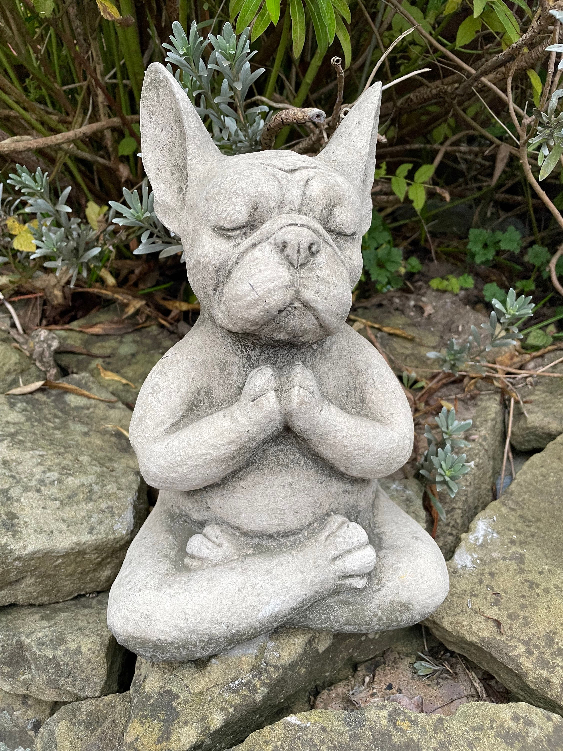 Stone Garden Ornament - Yoga Frenchie