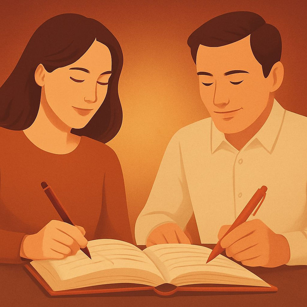 Un uomo e una donna che scrivono assieme un romanzo