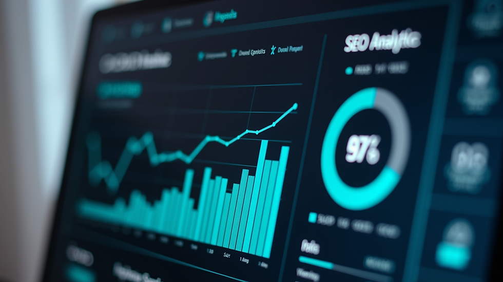 Close-up view of a computer screen displaying SEO analytics