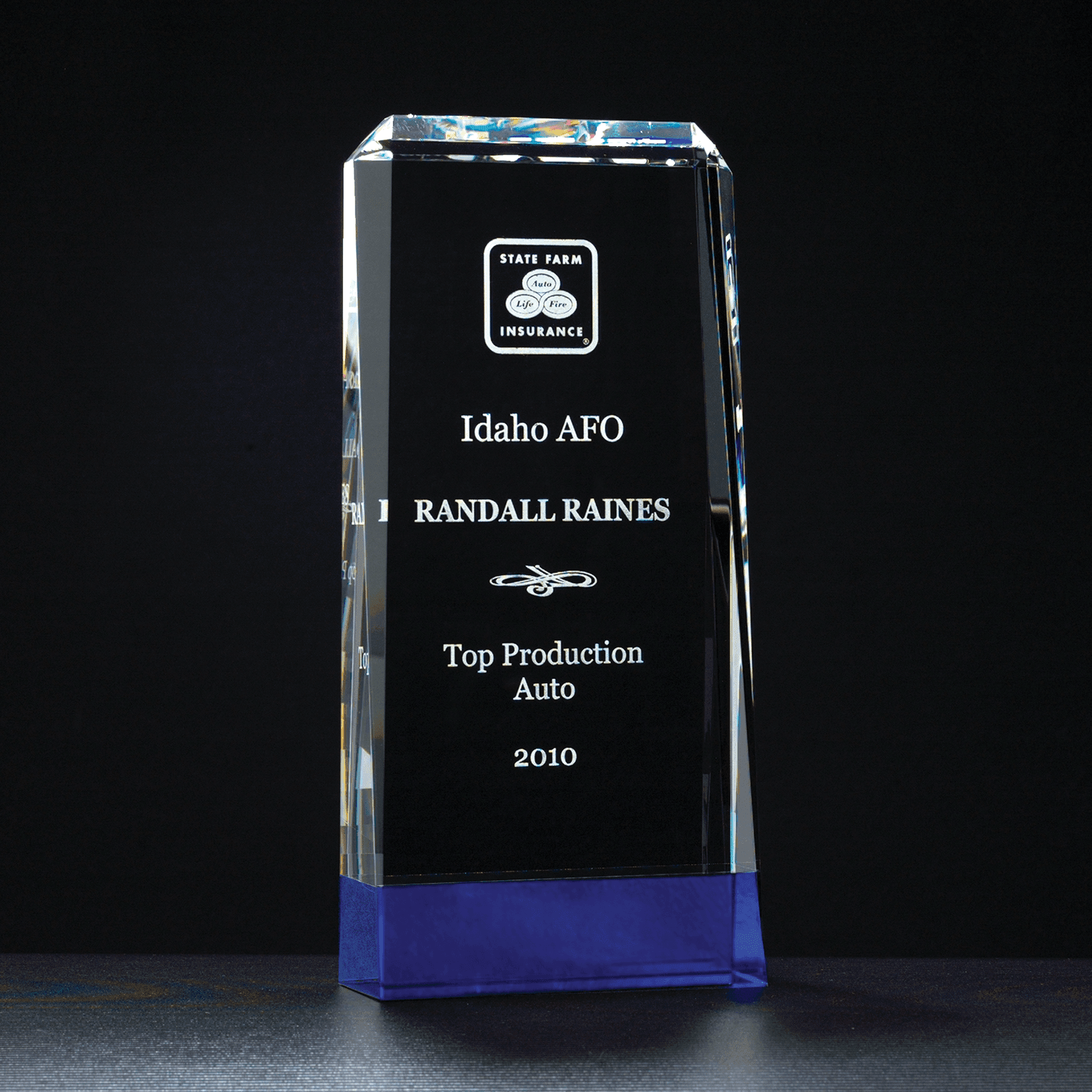 JK9051 Monument Crystal Award with Blue Base