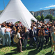 Students gather beneath an ALPS supplied event tent at the Green Communities festival in Kovel, Ukraine