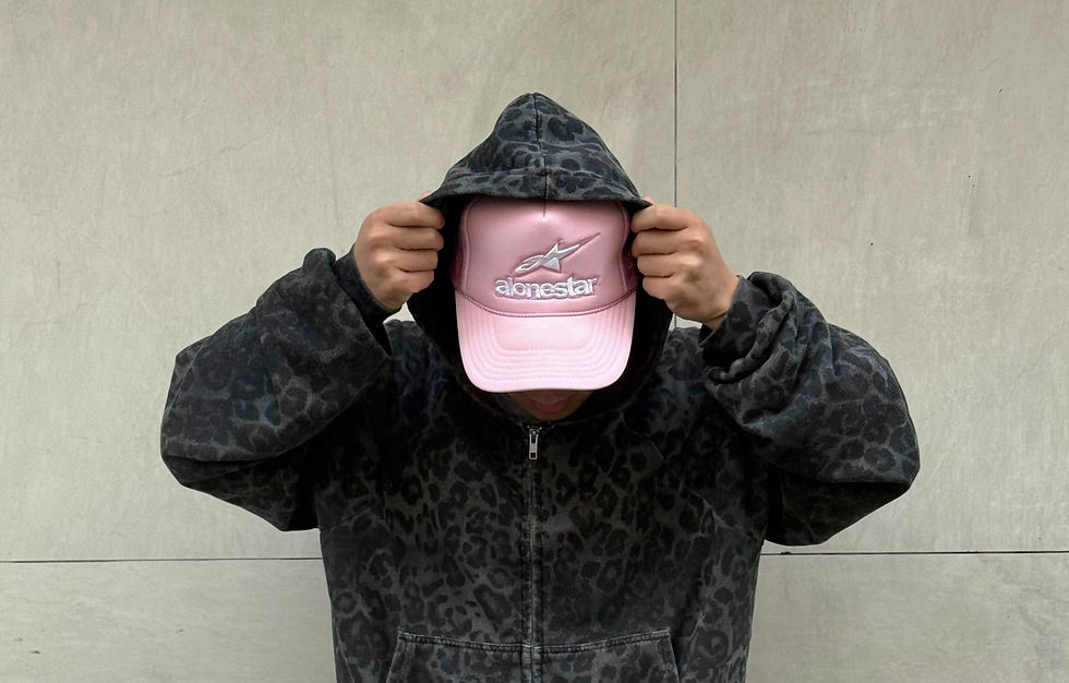 Model Wearing a custom produced trucker cap