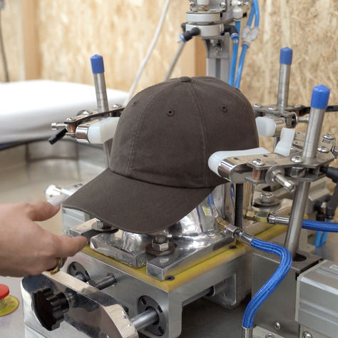 Custom Produced Cap inside of a factory