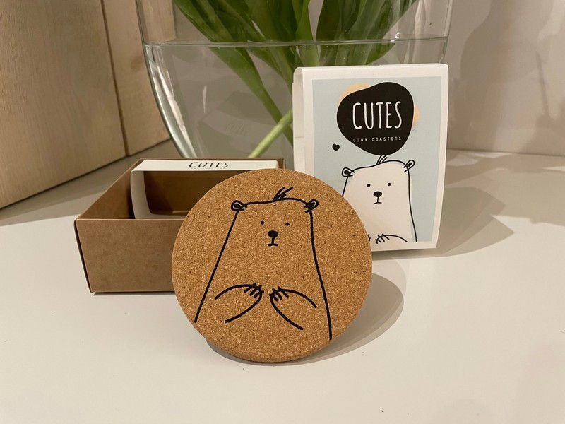 Cutes Assorted Animals Cork Coasters, 6 pack