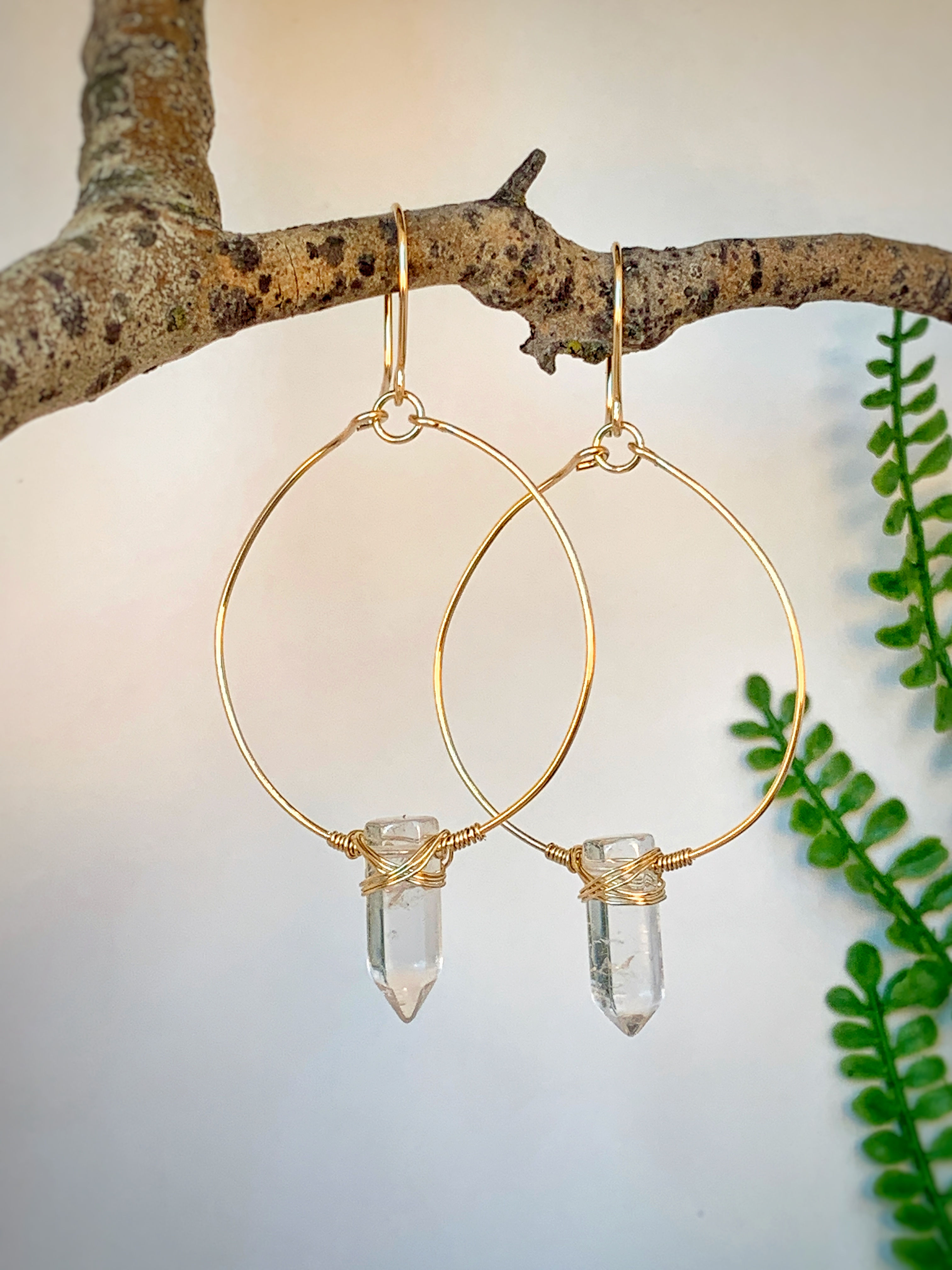 -CRYSTAL QUARTZ- Hoops
