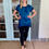 Thumbnail: T 609 Multi Blue Round Neck Flutter Sleeve S, M