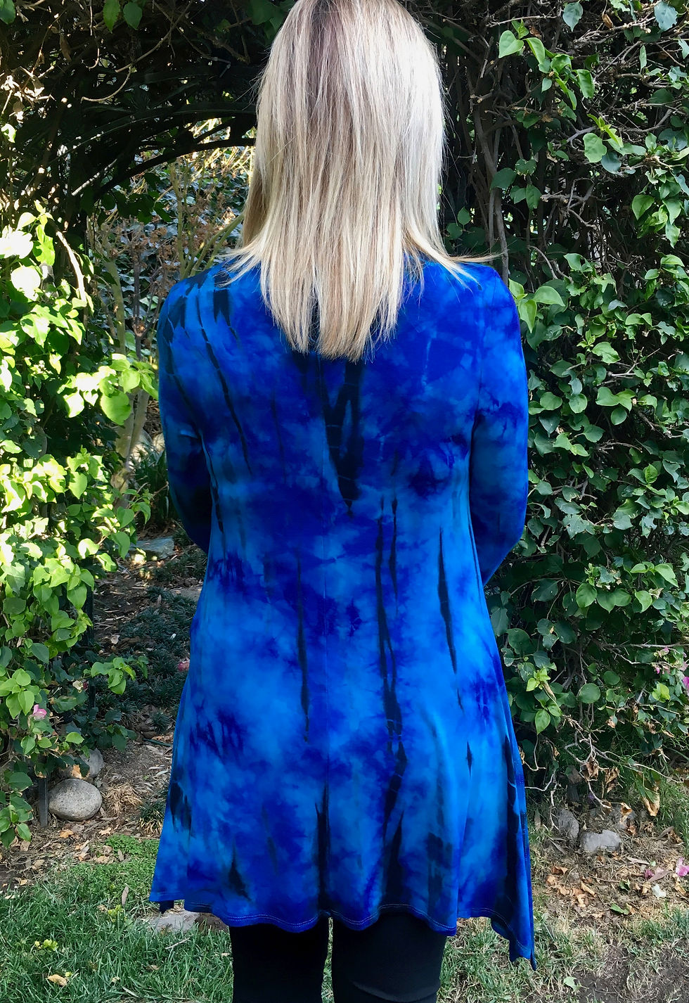Thumbnail: T 533 Blue Split Bottom Tunic Long Sleeve Top XL 2X 3X Only