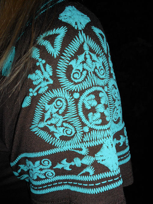 Thumbnail: D 055 Brown Turq Stitch Short Sleeve XS - L