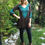 Thumbnail: T 349 Brown W/Turquoise Stitch Tunic S ONLY