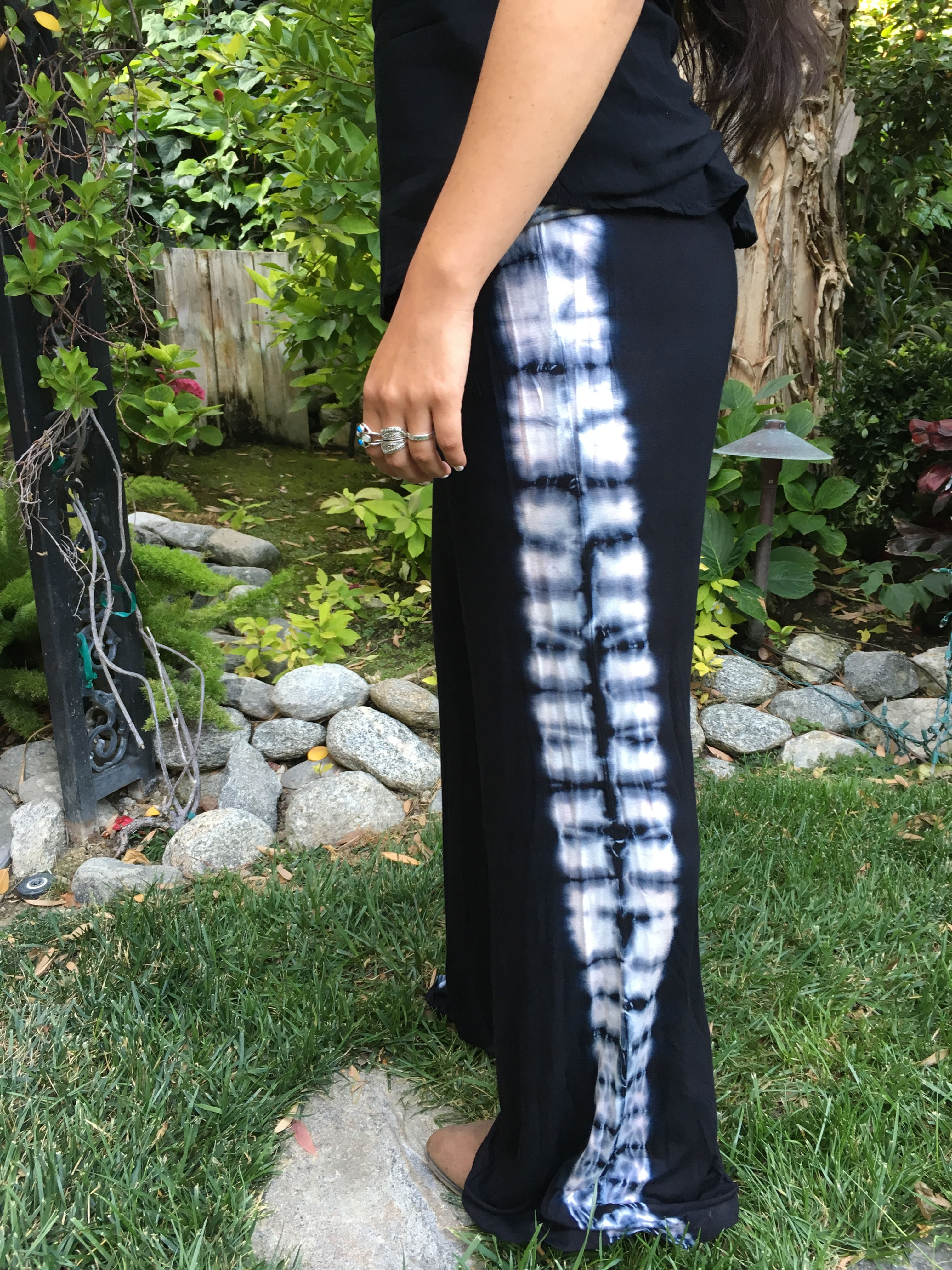P 633 Black & White Boho Pants S M L XL