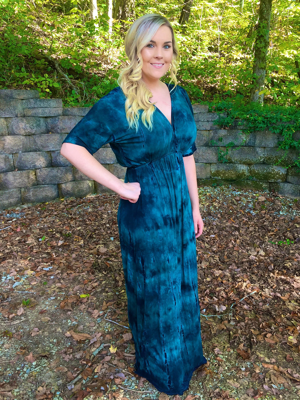Thumbnail: D 200 Teal & Black Kimono Maxi  Dress