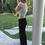 Thumbnail: P 625 Solid Black Pants, Yoga Pants, S M L XL