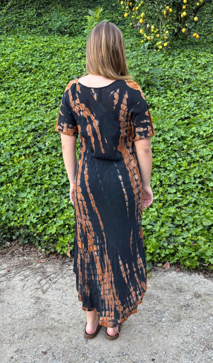 Thumbnail: D 752 Black Brown Cotton Gauze Dress