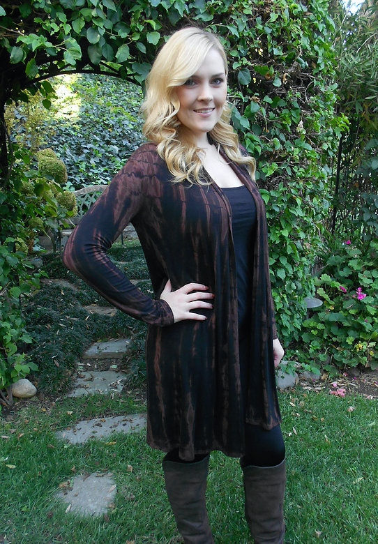 Thumbnail: C 242 Long Cardigan Black W/Brown