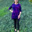 Thumbnail: T 703 Fuchsia Purple Black Round Neck Tunic Top