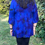 Thumbnail: T 719 Midnight Blue Loose Sleeve V Neck Top